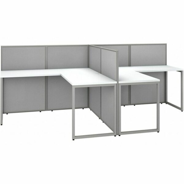 Bush Business Furniture Easy Office 60W 2 Person L Shaped Cubicle Desk Workstation with 45H Panels