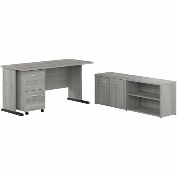 Bush Business Furniture Studio A 60W Computer Desk with Mobile File Cabinet and Low Storage Cabinet