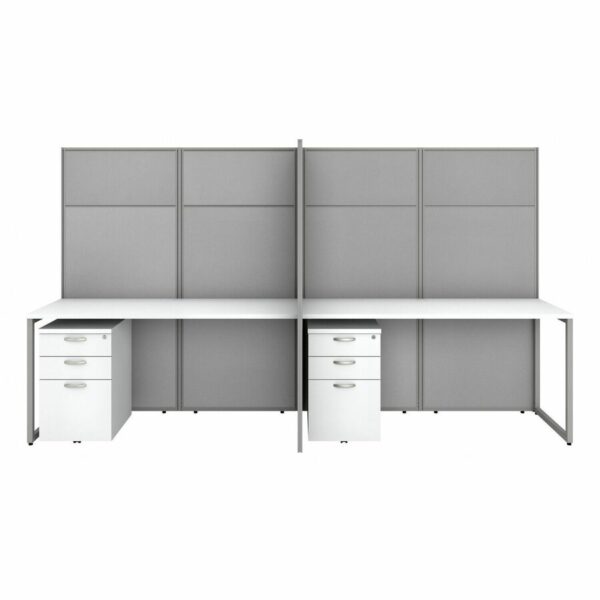 Bush Business Furniture Easy Office 60W 4 Person Cubicle Desk with File Cabinets and 66H Panels - Image 3