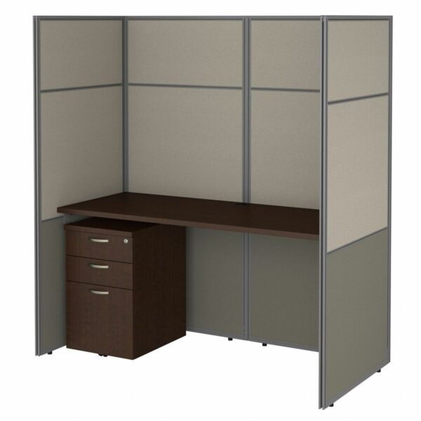 Bush Business Furniture Easy Office 60W Cubicle Desk with File Cabinet and 66H Closed Panels Workstation