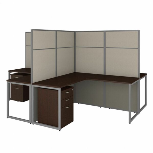 Bush Business Furniture Easy Office 60W 4 Person L Shaped Cubicle Desk with Drawers and 66H Panels