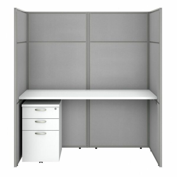 Bush Business Furniture Easy Office 60W Cubicle Desk with File Cabinet and 66H Closed Panels Workstation - Image 2