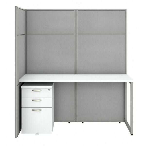 Bush Business Furniture Easy Office 60W 2 Person Cubicle Desk with File Cabinets and 66H Panels - Image 3