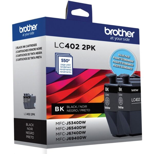 Brother Original High/Standard Yield Inkjet Ink Cartridge - Black - 2 / Pack - Image 2