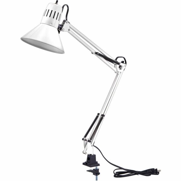 Bostitch Swing Arm Desk Lamp with Clamp, White