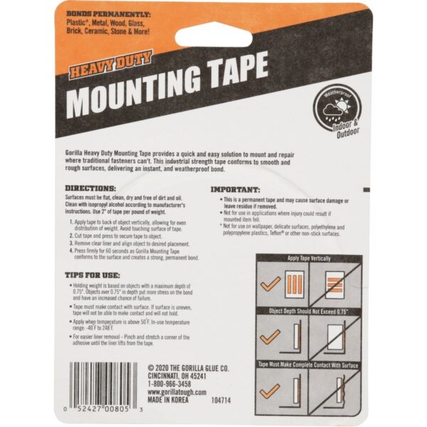 Gorilla Heavy Duty Mounting Tape - Image 2