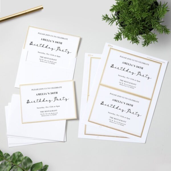 Avery® Invitation Cards with Metallic Gold Borders