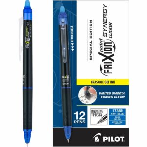 A blue and black pen next to each other.