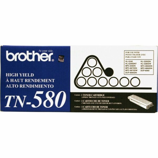 Brother TN580 Original Laser Toner Cartridge - Black - 1 Each