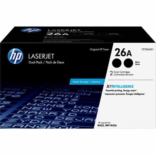 HP 26A Original Average Yield Laser Toner Cartridge - Dual Pack - Black - 2 / Carton