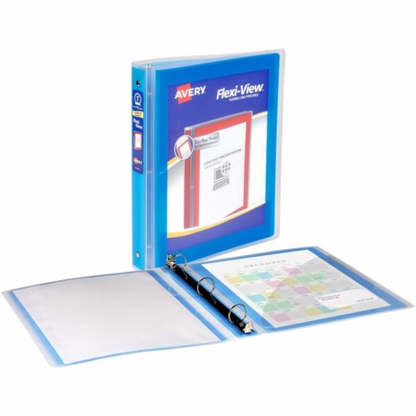 Avery® Flexi-View 3 Ring Binder, 1 Inch Round Rings, 1 Blue Binder - Image 2