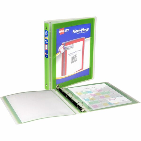 Avery® Flexi-View 3 Ring Binder, 1 Inch Round Rings, 1 Chartreuse Green Binder