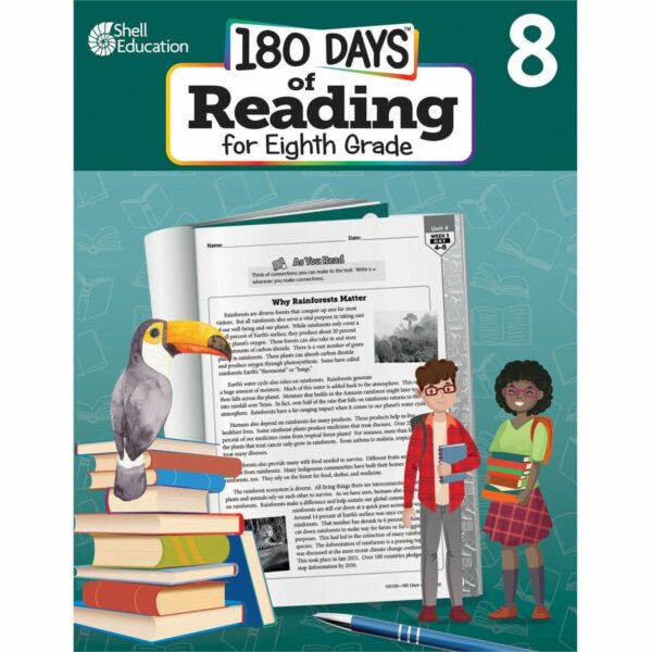 Shell Education 180 Days of Reading for Eighth Grade Printed Book