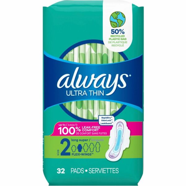 A package of always ultra thin pads with the word " always " on it.