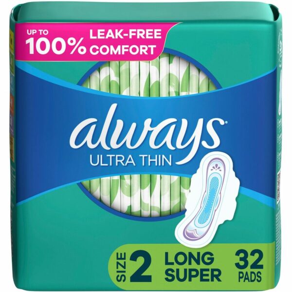 A box of always ultra thin pads with the word " always " on it.