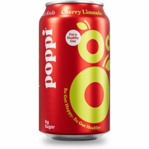 A can of cherry banana soda is shown.