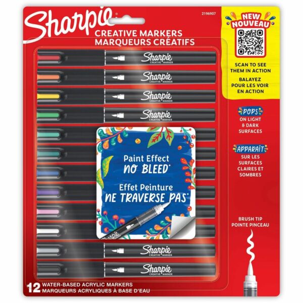 Sharpie Creative Markers, Water-Based Acrylic Markers, Brush Tip