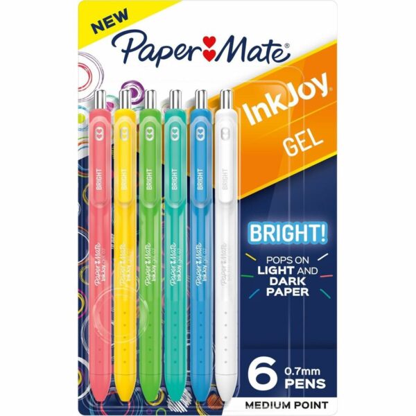 Paper Mate Inkjoy Gel Bright! Pens, Medium Point (0.7mm)