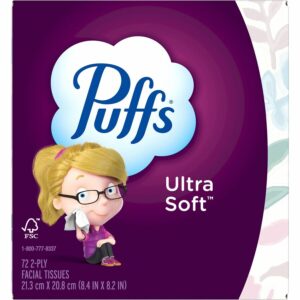 A box of puffs ultra soft facial tissues