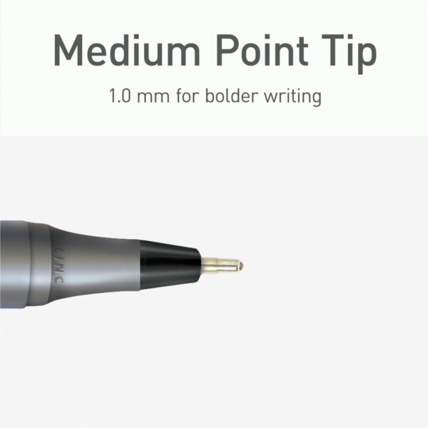 A pen with the tip of it and writing on it.