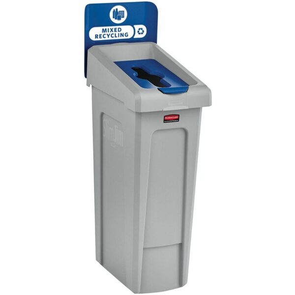 Rubbermaid Commercial Slim Jim Recycling Station 1-Stream Mixed Recycling, 23 Gal