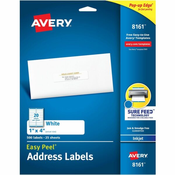 Avery® Easy Peel White Inkjet Mailing Labels