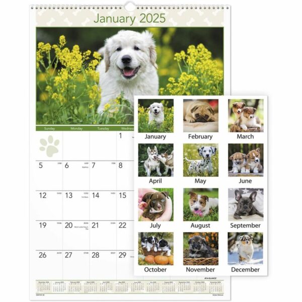 At-A-Glance Puppies Wall Calendar