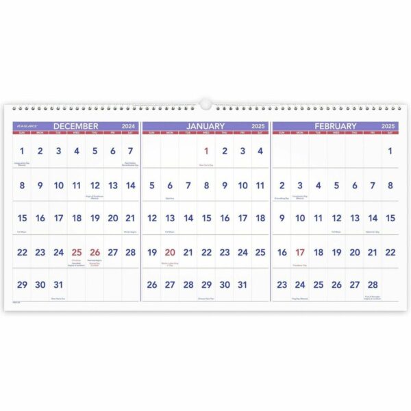 At-A-Glance 3-Month Horizontal Wall Calendar