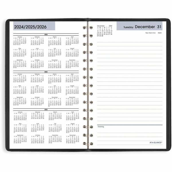 DayMinder Basic Daily Planner, Black, Small, 5" x 8" - Image 3