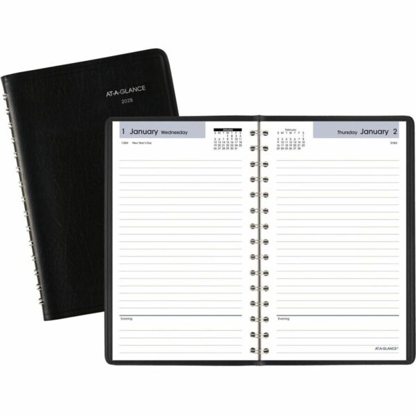 DayMinder Basic Daily Planner, Black, Small, 5" x 8"