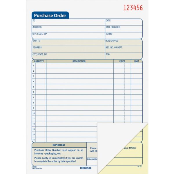 Adams Carbonless Purchase Order Statement