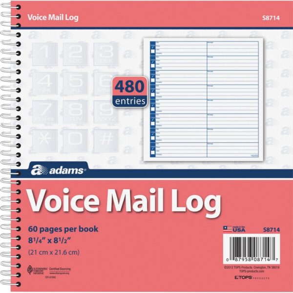 Adams Voice Mail Log Book - Image 2