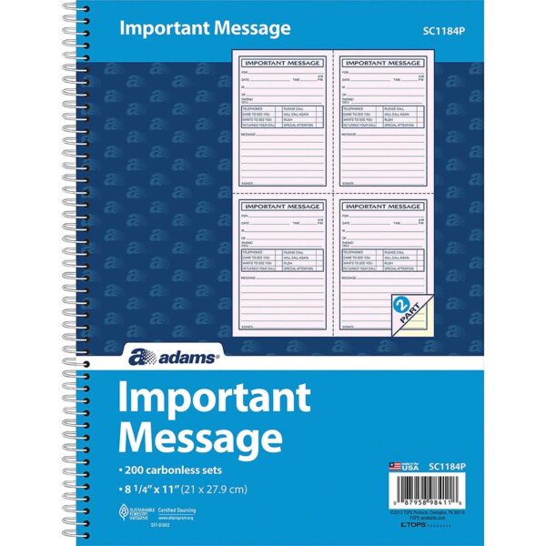 Adams Carbonless Important Message Pad - Image 2