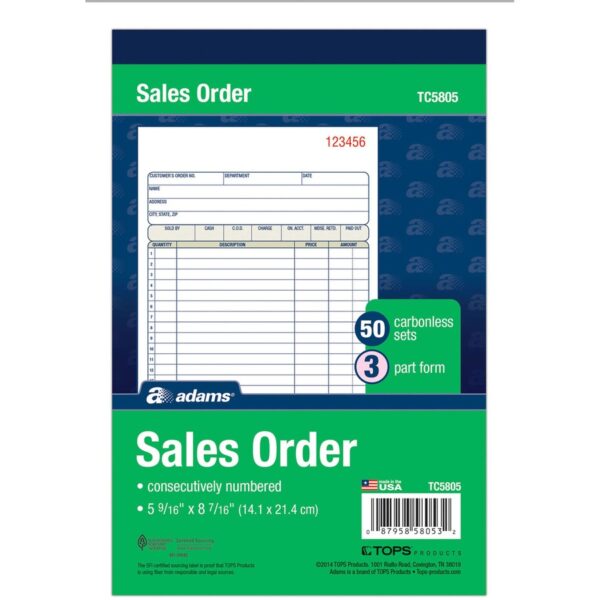 Adams Carbonless 3-part Sales Order Books - Image 2