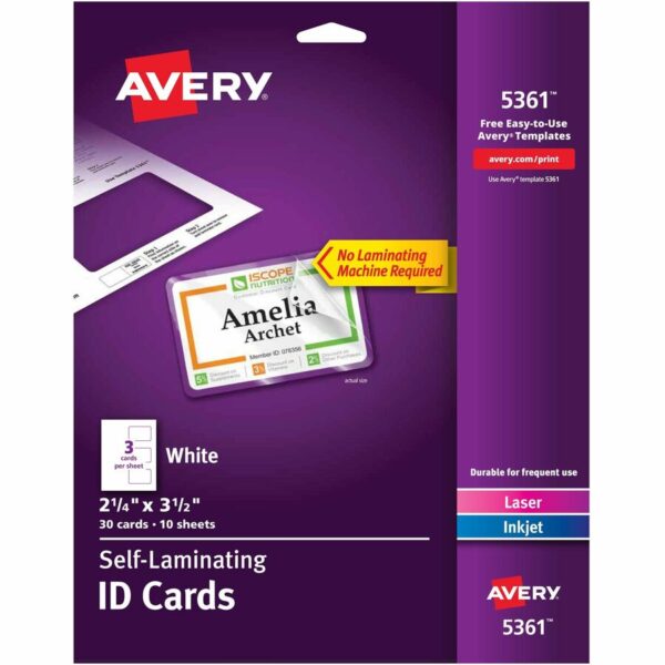 Avery® Self-laminating ID Cards