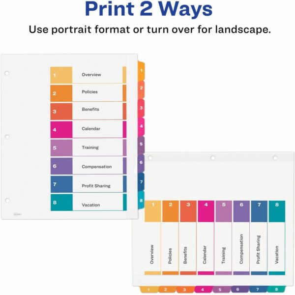 Avery® Ready Index Extra-Wide Binder Dividers - Customizable Table of Contents - Image 2