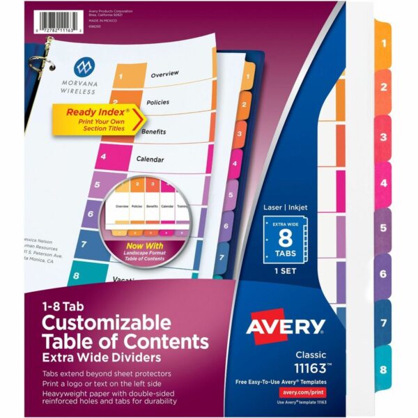 Avery® Ready Index Extra-Wide Binder Dividers - Customizable Table of Contents