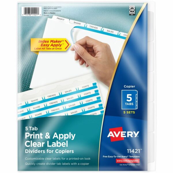 Avery® Print & Apply Clear Label Dividers - Index Maker Easy Peel Printable Labels