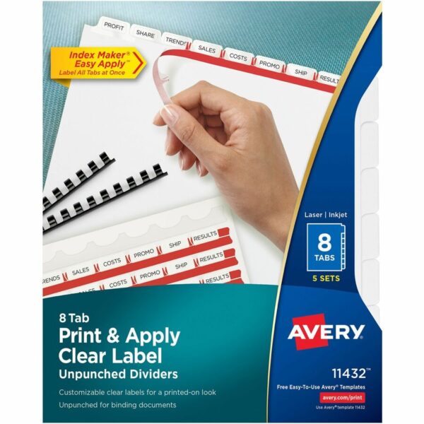 Avery® Print & Apply Label Unpunched Dividers - Index Maker Easy Apply Label Strip