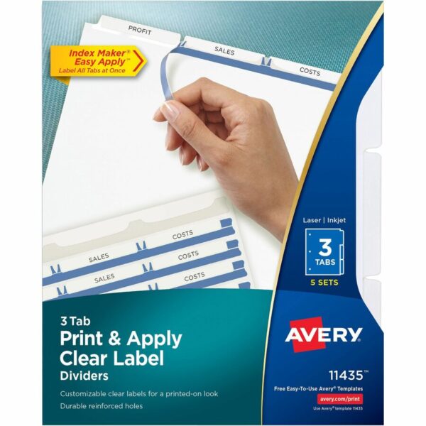 Avery® Print & Apply Clear Label Dividers - Index Maker Easy Apply Label Strip