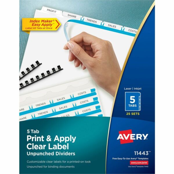 Avery® Print & Apply Label Unpunched Dividers - Index Maker Easy Apply Label Strip