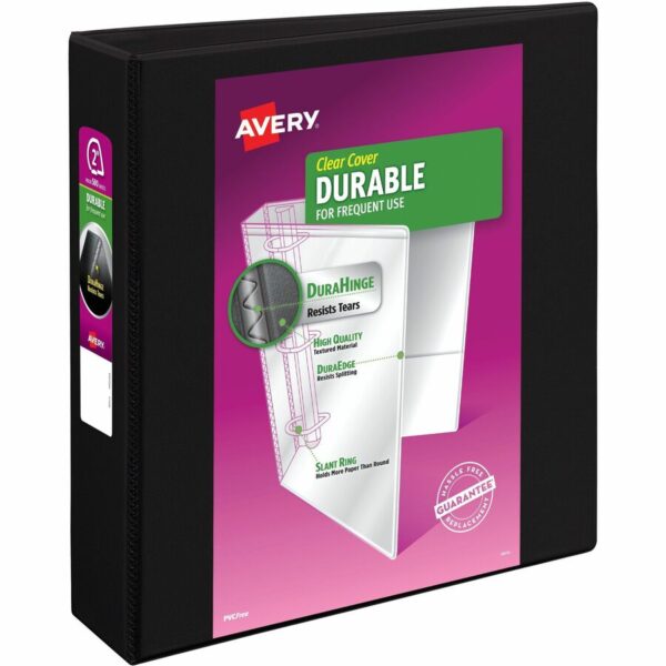 Avery Durable View 3 Ring Binder, 2" Slant Rings, 1 Black Bind2" , Slant D Rings, Black