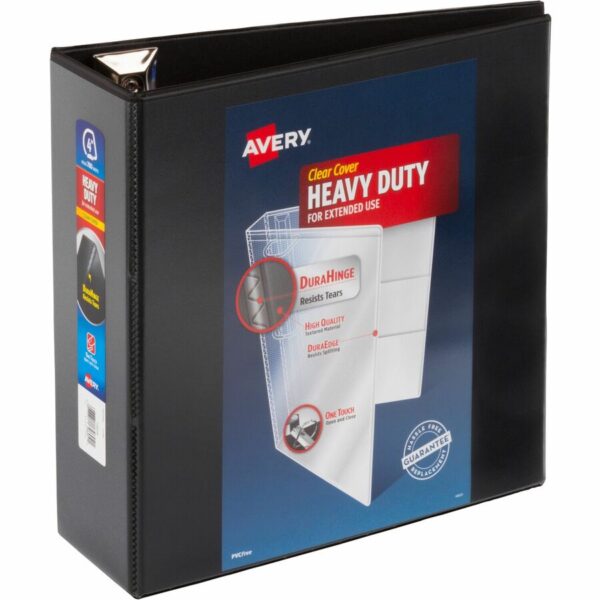 Avery Heavy Duty View Binder 4" , One Touch™ Locking D Rings, Black