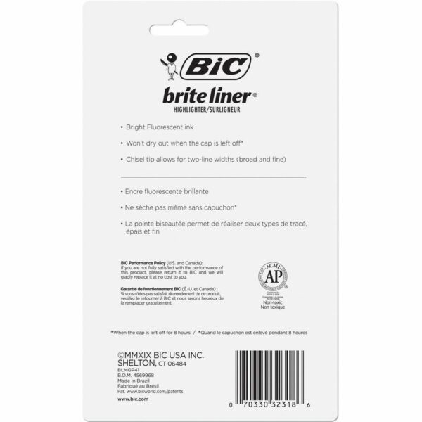 BIC Brite Liner Grip XL Highlighters, Assorted, 4 Pack - Image 3