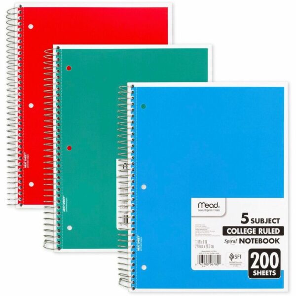 Mead 5-Subject Wire-bound Notebook - Letter-size