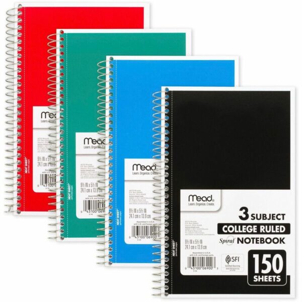 Mead 3-Subject Wirebound College Rule Notebook