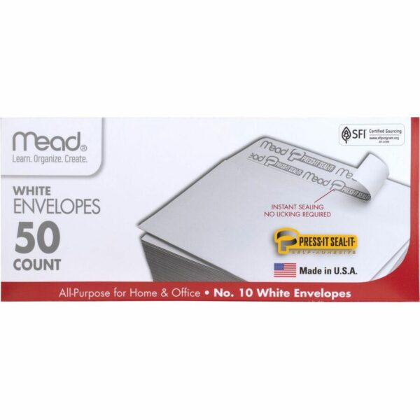 Mead Plain White Self-Seal Business Envelopes