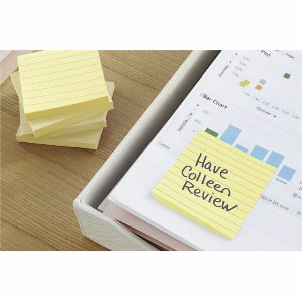 Post-it® Original Lined Notes, Canary Yellow, 3" x 5" , 100 Sheets/Pad, 12 Pads/PK - Image 4