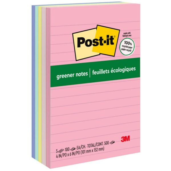 Post-it® Greener Lined Notes - Sweet Sprinkles Color Collection