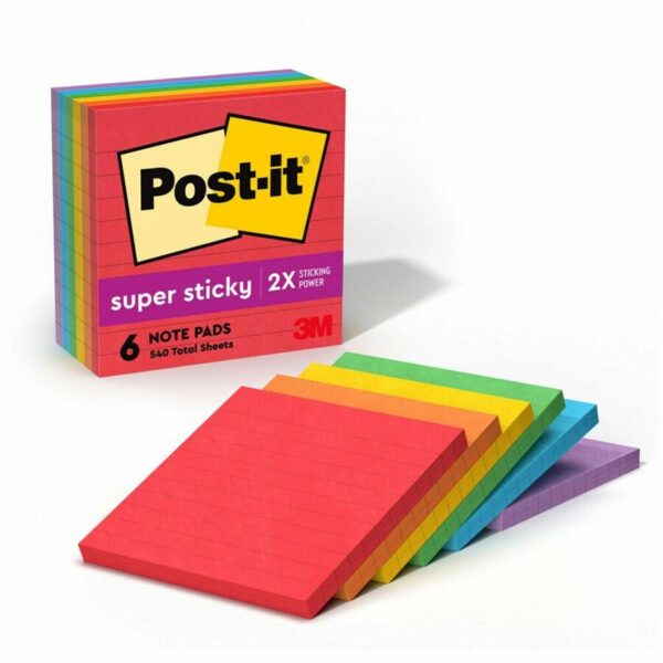 Post-it® Super Sticky Lined Notes - Playful Primaries Color Collection